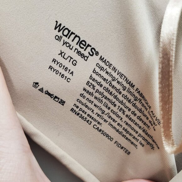 Warners Easy Does It Lightly Lined Wireless Strapless Bra Full Figure Nude Sz XL - Picture 3 of 5